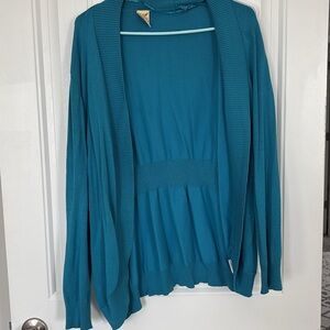Faded Glory Turquoise Open Cardigan